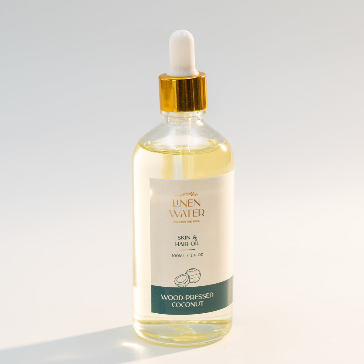 Using natural nutrients, Linen Water's Wood-Pressed Coconut Oil restores dry hair and dull skin.  It keeps moisture in, promotes hair growth, and leaves skin feeling smooth and fresh.