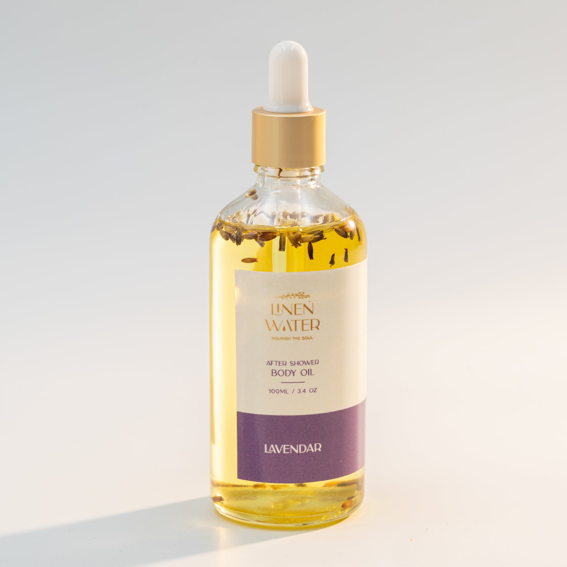 Dry skin is deeply hydrated by Linen Water Lavender Body Oil after each shower, leaving it feeling soft, smooth, and refreshed.  This fragrant body oil, which is infused with natural lavender extracts, helps to nourish and calm the skin, resulting in a feeling of calmness, hydration, and brightness all day long.