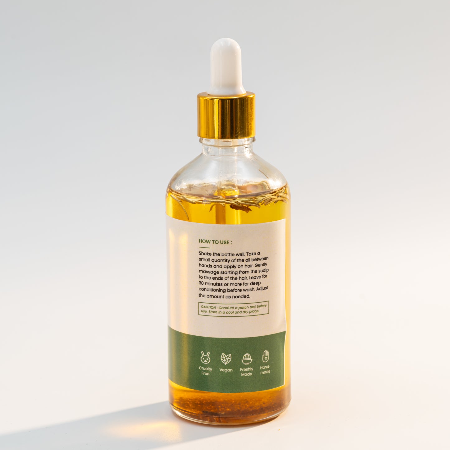 For balanced, healthy hair, this light herbal hair oil strengthens roots, cleanses the scalp, and gives back shine.