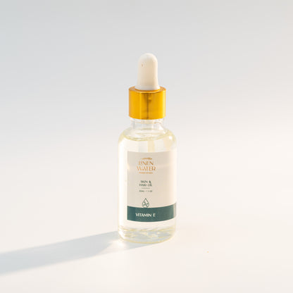 The lightweight, hydrating formula of Linen Water Vitamin E Face Serum is intended to protect, nourish, and restore dry or lifeless skin.  This Vitamin E serum for glowing skin, which is packed with natural antioxidants and vital nutrients, helps to improve skin texture, balance moisture, and encourage a healthy, radiant look.